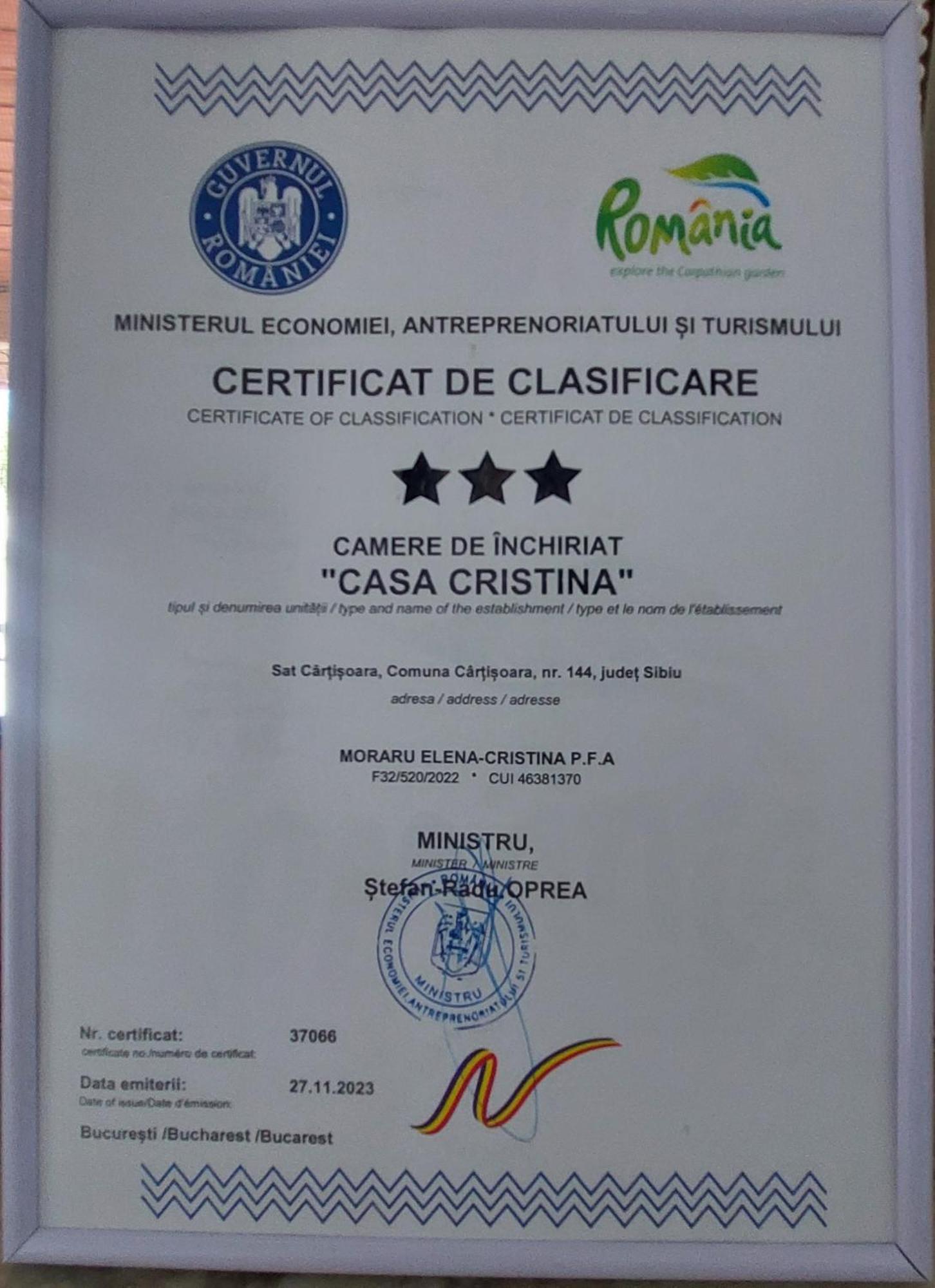 Casa Cristina Hotel Cîrţişoara Bagian luar foto